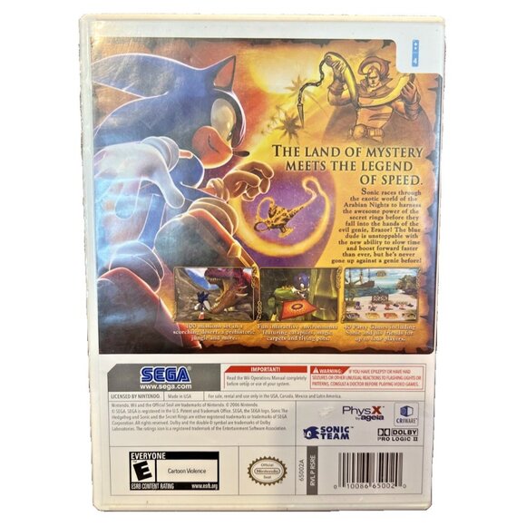 Sonic And The Secret Rings Sega Wii Disc & Case No Manual - Picture 2 of 5